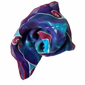Tie dye abstract tribal print silk scarf